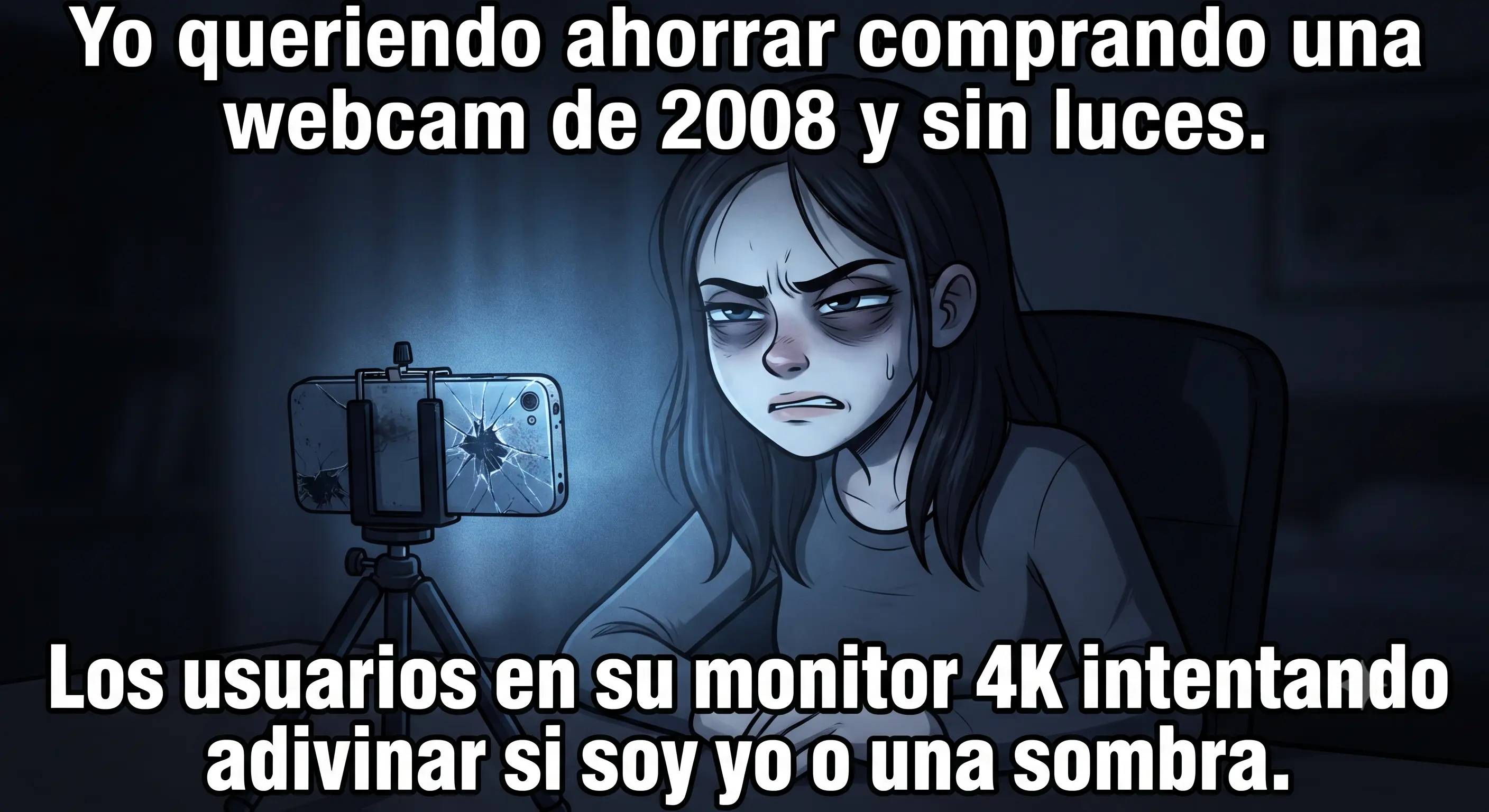 Meme sobre la falta de iluminación y cámaras obsoletas